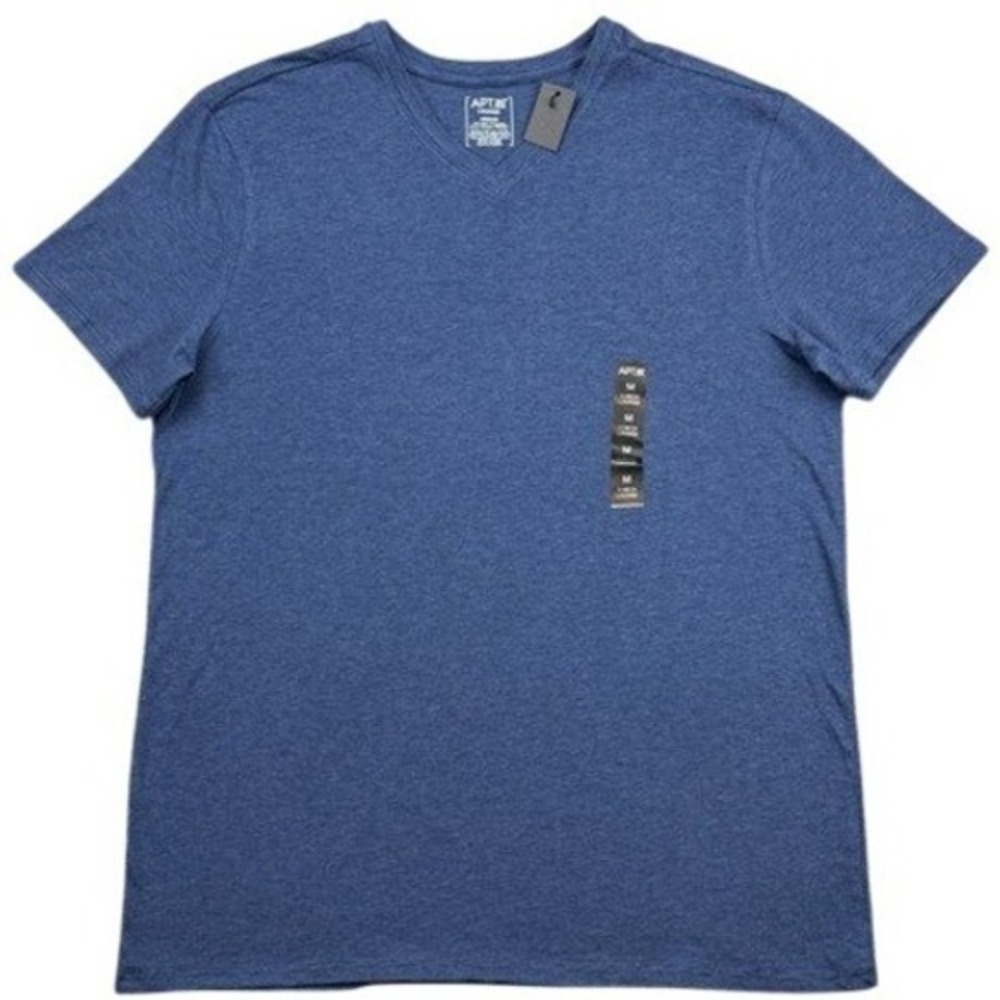 NEW APT. 9 Men's‎ Medium Lounge Blue Striped T-Shirt V-Neck Short Sleeve Cotton